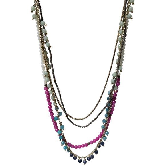 Nakamol Retro Beaded Multi Strand Necklace Layered Chain Fashion Jewelry Women - Picture 1 of 6